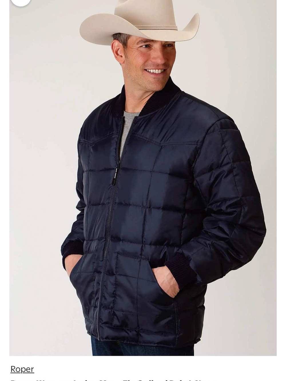 Roper Men’s Navy Quilted Puffer Jacket